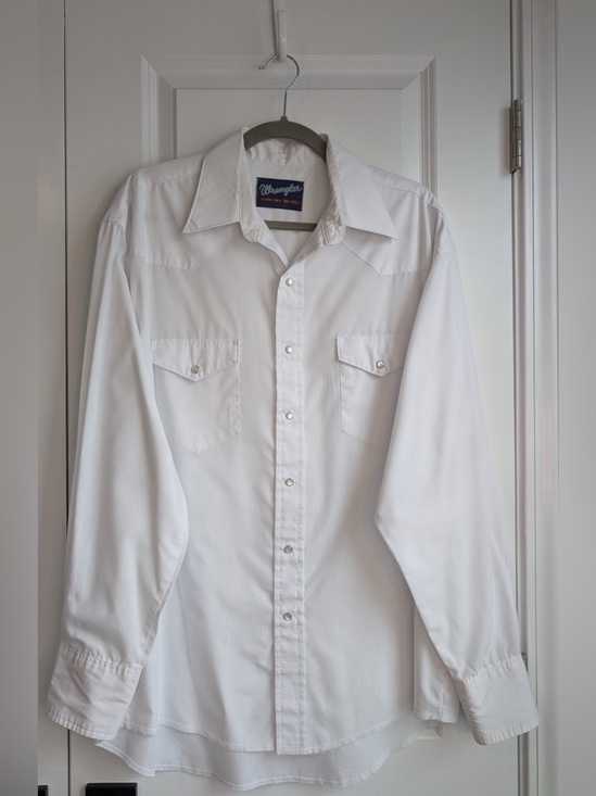 Wrangler Other - Vintage Wrangler Men's White Pearl Snap Button Down Shirt Size 16.5-35/Large